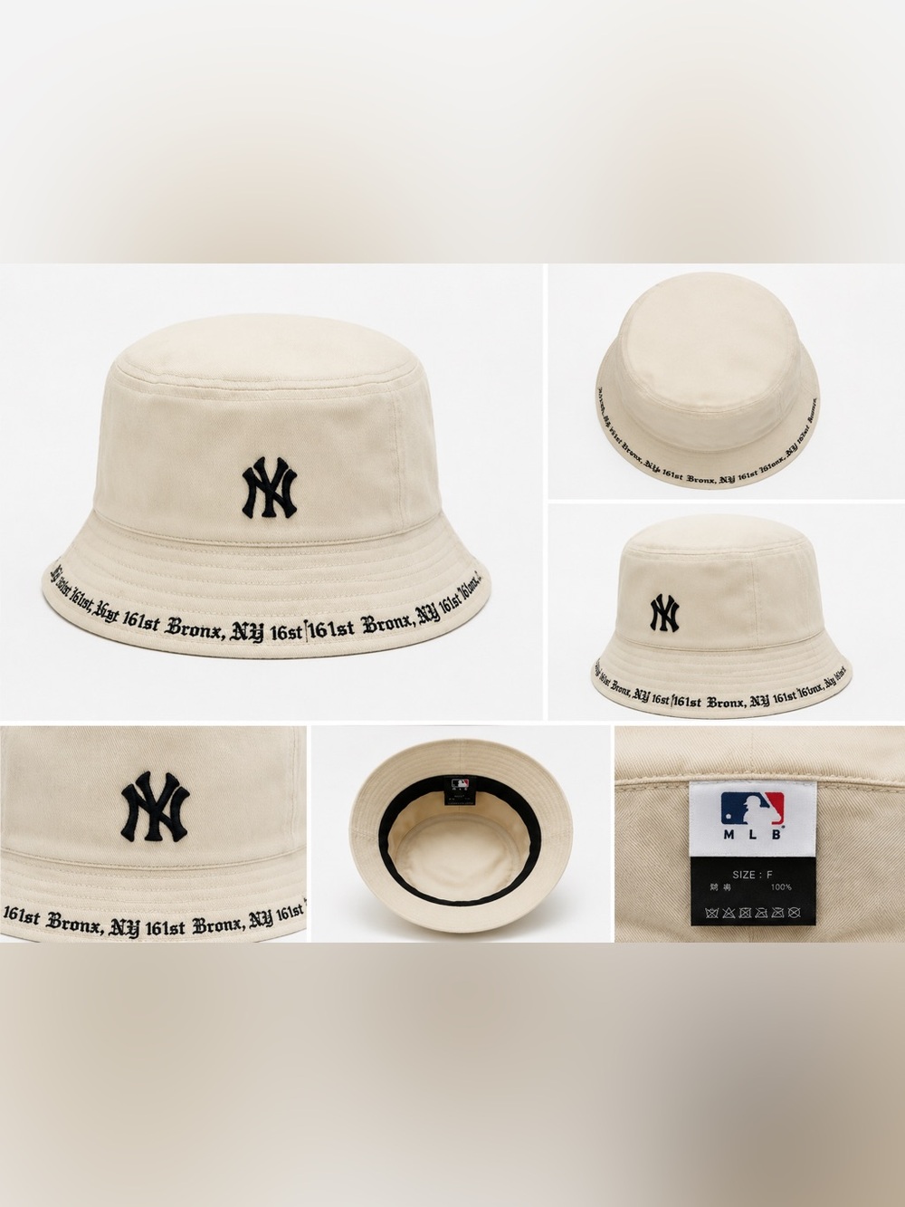 MLB Korea NY Bucket Hat – Cream/White | Unisex | One Size